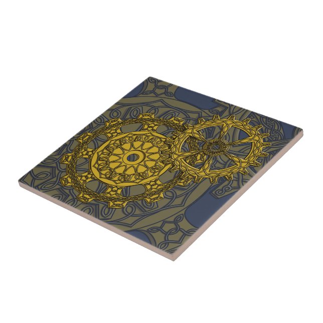 Carreau En Céramique Tuile tissée de rouages (Côté)