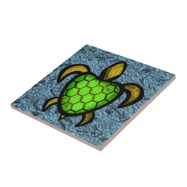 Carreau En Céramique Tuile verte de tortue de Shell (Côté)