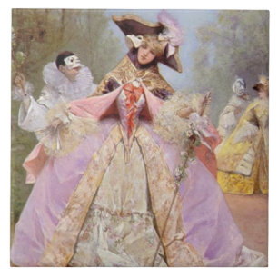 Carreau En Céramique Tuile victorienne de boule de mascarade