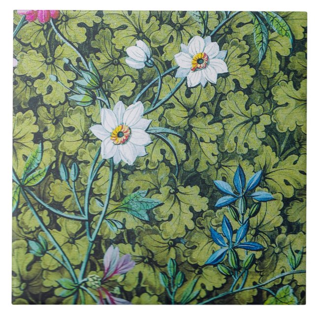 Carreau En Céramique Tuile victorienne de papier peint floral (Devant)