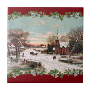 Carreau En Céramique Tuile vintage de réveillon de Noël
