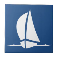 Tuiles de blanc de bateau de navigation de bleu