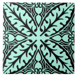 Carreau En Céramique Tuiles marocaines - aqua bleu et noir