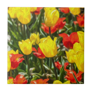 Carreau En Céramique Tulipes rouges et jaunes