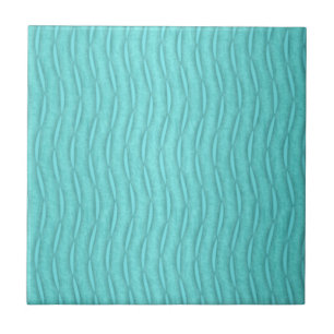 Carreau En Céramique Turquoise Aquamarine Délavé Motif Ondulé Vertical
