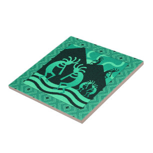 Carreau En Céramique Turquoise de sud-ouest de Kokopelli et trépied