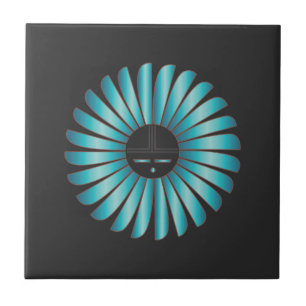 Carreau En Céramique Turquoise sur la tuile noire de Sun