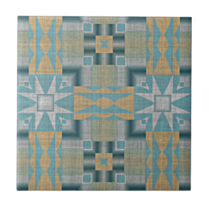 Carreau En Céramique Turquoise Turquoise Bleu Jaune Orange Ethnic Tribe