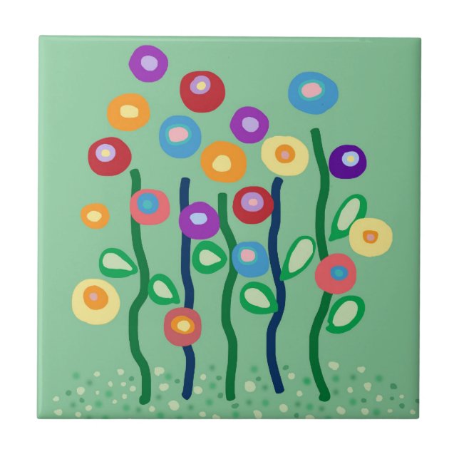 Carreau En Céramique Tutuile à fleurs Art nouveau (Devant)
