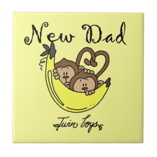 Carreau En Céramique Twin Boys Singes Nouveau Papa Cadeaux