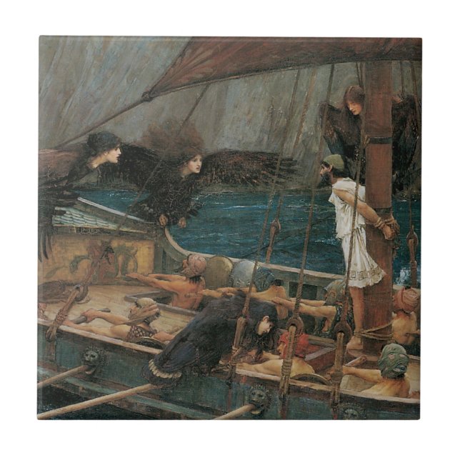 Carreau En Céramique Ulysse et les sirènes par John William Waterhouse (Devant)