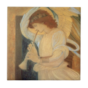Carreau En Céramique Un ange jouant du flageolet par Burne-Jones
