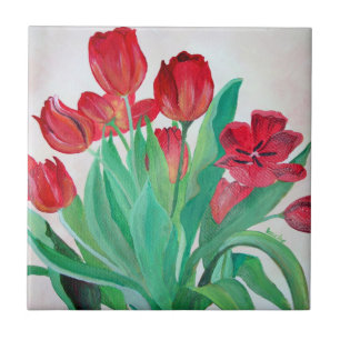 Carreau En Céramique Un bouquet de tulipes rouges