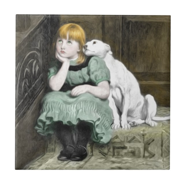 Carreau En Céramique Un chien qui adore la peinture victorienne (Devant)