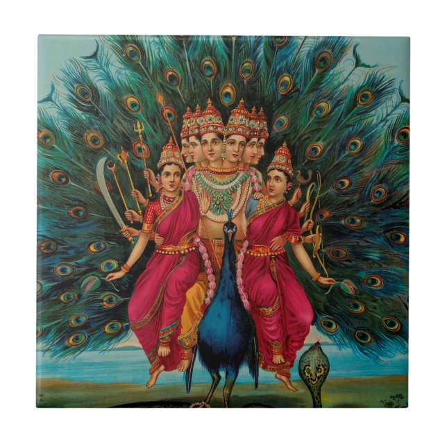 CARREAU EN CÉRAMIQUE UN DIEU INDOU DE MURUGAN (Devant)