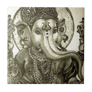 CARREAU EN CÉRAMIQUE UN DIEU INDOU D'ÉLÉPHANT