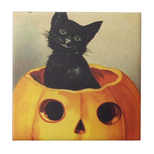 Carreau En Céramique Un joyeux Halloween par Ellen Clapsaddle, Chat Vin