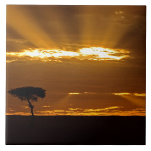 Carreau En Céramique Un lever de soleil bouche ouverte dans le Maasai M