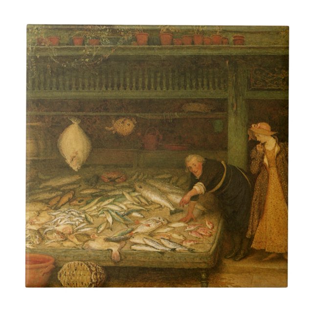 Carreau En Céramique Un magasin de pêcheurs par Frederick Walker (Devant)