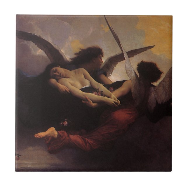 Carreau En Céramique Une âme portée au ciel par Bouguereau (Devant)