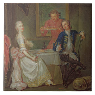 Carreau En Céramique Une conversation de dîner (un homme et une femme