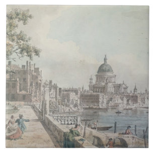 Carreau En Céramique Une copie d'une partie d'un dessin par Canaletto,