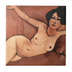 Carreau En Céramique Une Femme D'Amedeo Modigliani Sur Un Canapé