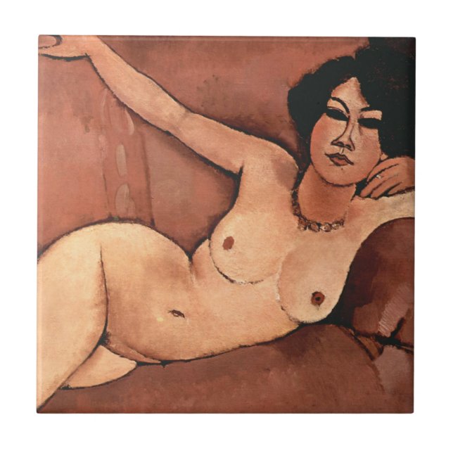 Carreau En Céramique Une Femme D'Amedeo Modigliani Sur Un Canapé (Devant)