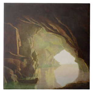 Carreau En Céramique Une grotte dans le Golfe de Salerno, coucher du