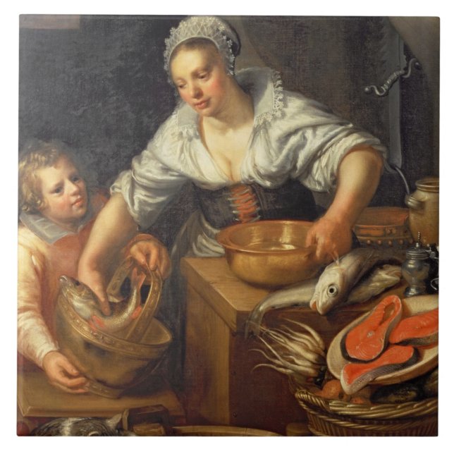Carreau En Céramique Une scène de cuisine (Devant)