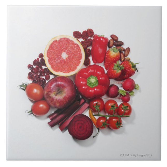 Carreau En Céramique Une sélection des fruits et des légumes rouges (Devant)