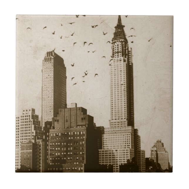 Carreau En Céramique Une volée de voler d'oiseaux (Devant)