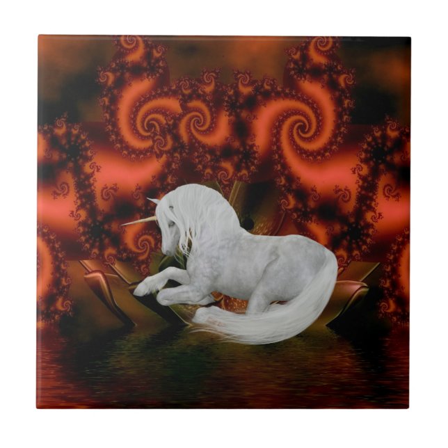 Carreau En Céramique Unicorn Repose Imaginaire animal Art (Devant)