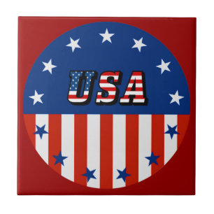 Carreau En Céramique USA - Drapeau américain & Etoiles en Carrelage Cer
