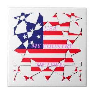 Carreau En Céramique USA Star Spangled Love My Country of Love