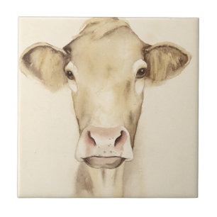 Carreau En Céramique Vache aux animaux   de grange d'aquarelle