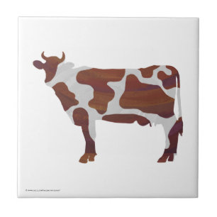 Carreau En Céramique Vache Brown et blanche Silhouette