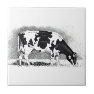 Carreau En Céramique Vache du Holstein : Dessin au crayon : Ferme, pays