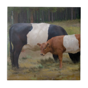 Carreau En Céramique Vache et veau ceinturés avec la texture