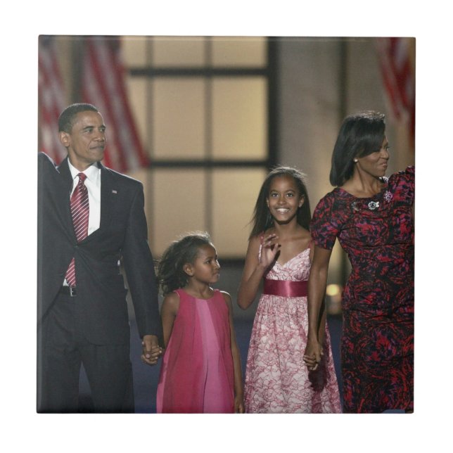 Carreau En Céramique Vague de famille de Barak Obama (Devant)