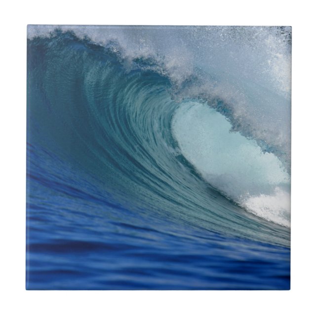 Carreau En Céramique Vague de surf océanique bleue parfaite (Devant)