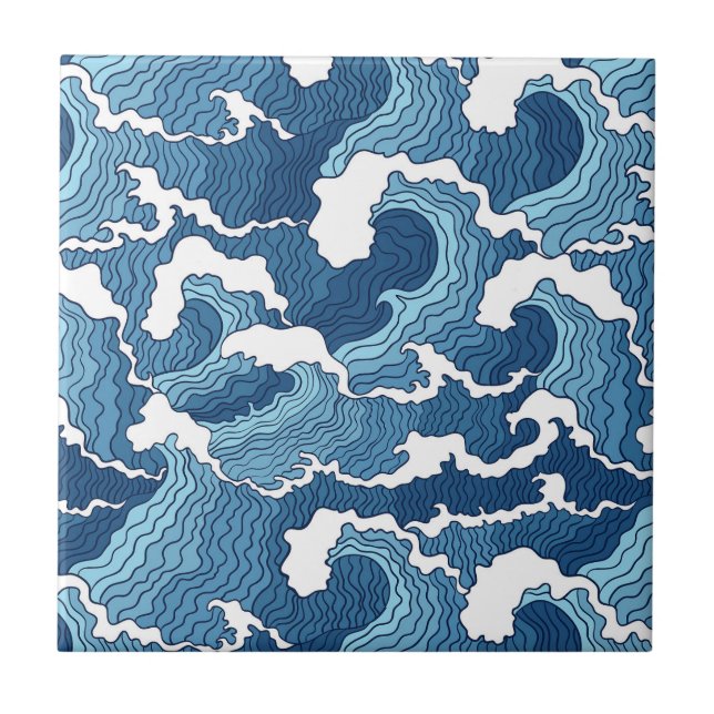 Carreau En Céramique Vagues de résumé (Devant)