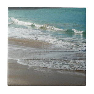 Carreau En Céramique Vagues sur la plage bleu turquoise Océan