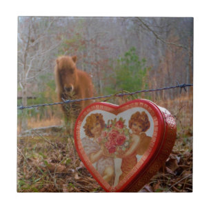 Carreau En Céramique Valentine Heart Miniature Brown Horse