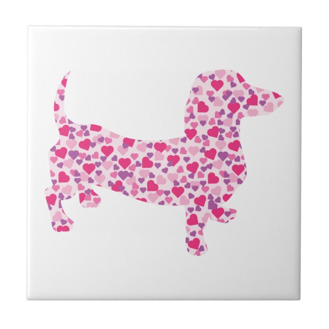 Carreau En Céramique Valentine Hearts Dachshund (Devant)