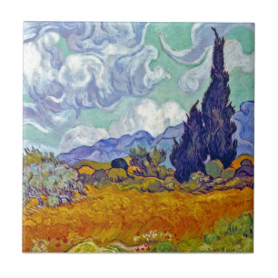 Carreau En Céramique Van Gogh - Champ de blé avec cyprès