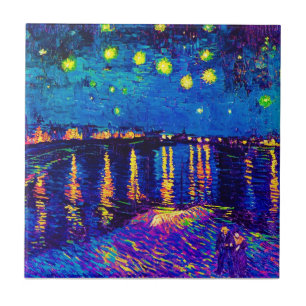 Carreau En Céramique Van Gogh - Nuit étoilée Sur Le Rhone Pop Art