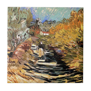 Carreau En Céramique Van Gogh - Une route à Saint-Rémy avec personnage 
