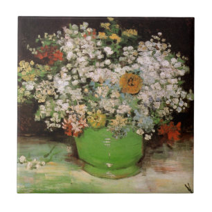 Carreau En Céramique Vase avec Zinnia Flowers par Vincent van Gogh