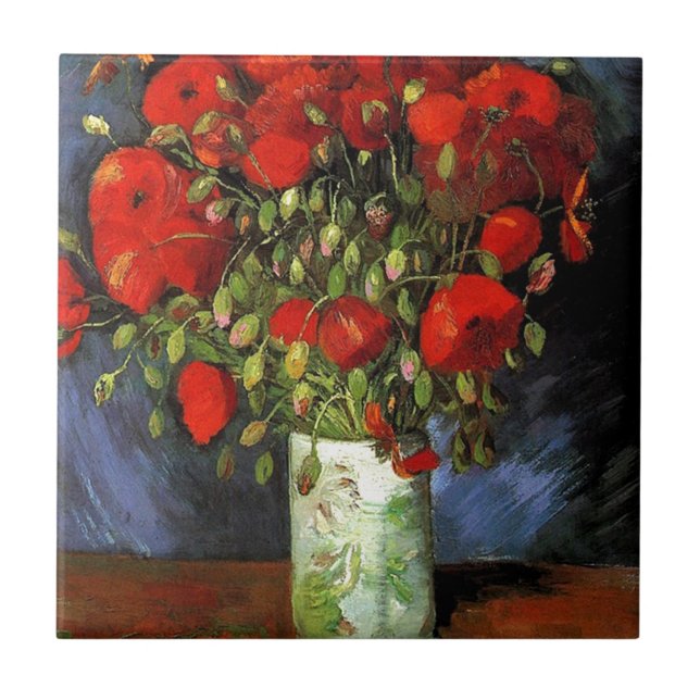 Carreau En Céramique Vase par Red Poppies Vincent van Gogh (Devant)